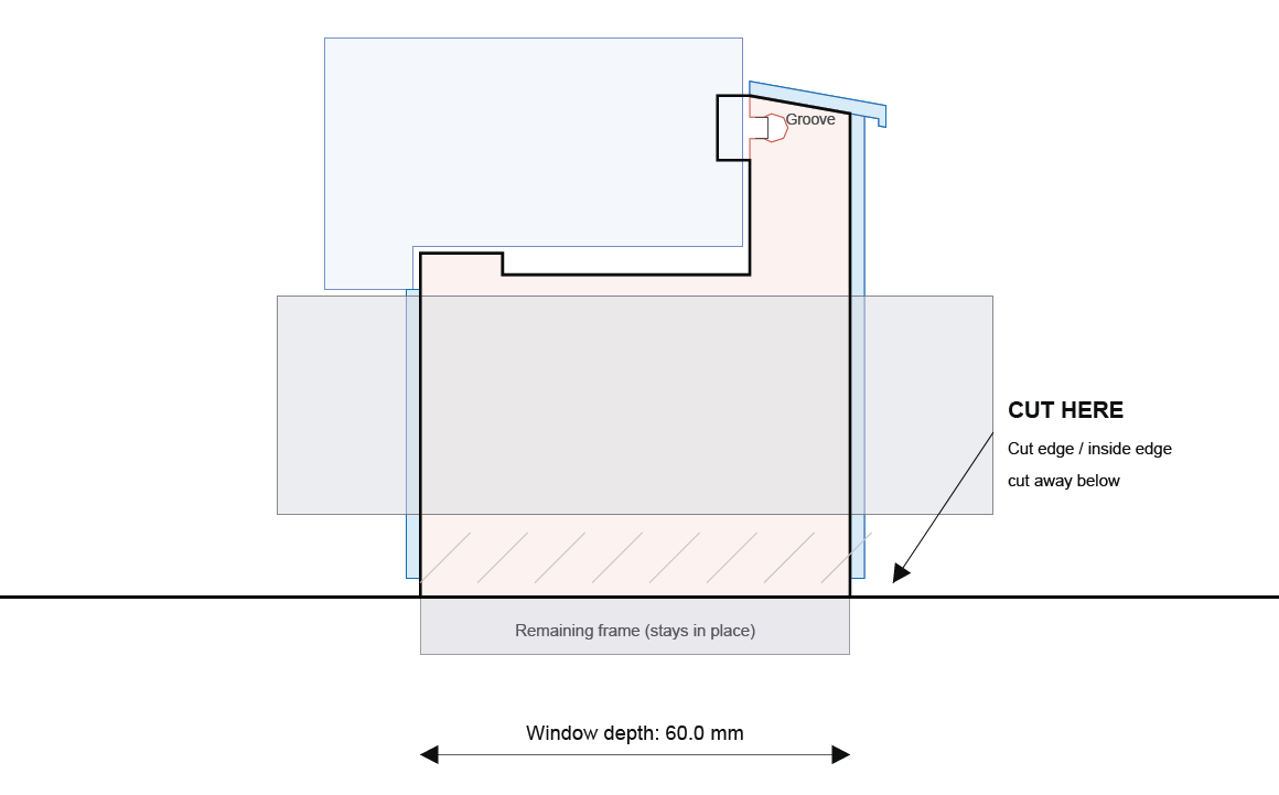 Page 1 of the exported PDF: a 1:1 cutting template with a continuous cut line.