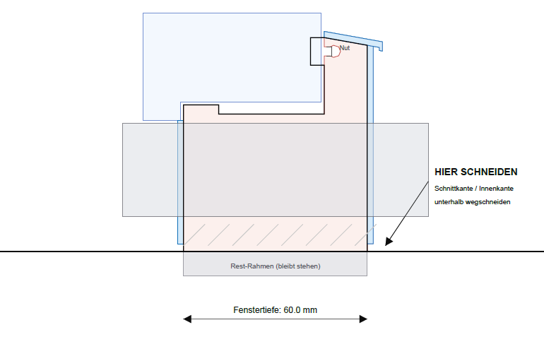 Seite 1 der exportierten PDF: 1:1-Schnittschablone mit durchgehender Schnittlinie.